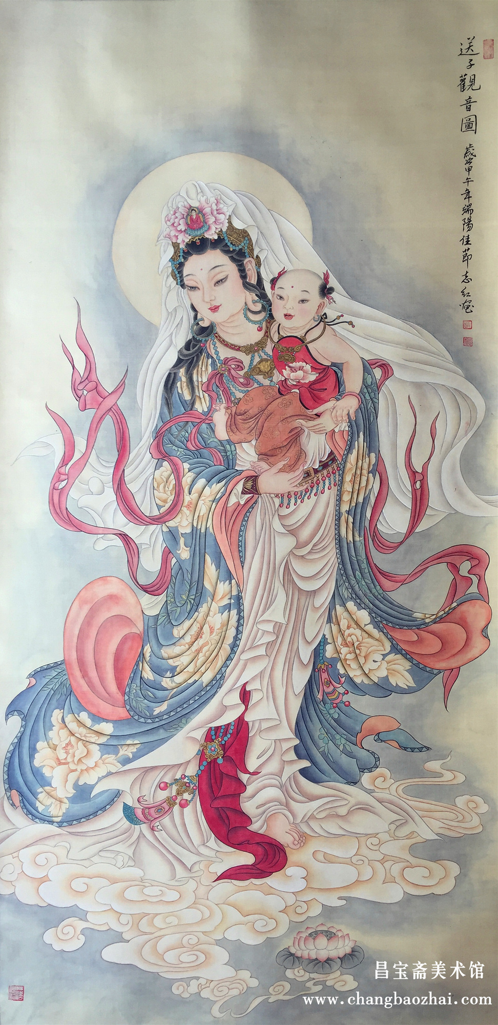 赵志红国画送子观音图